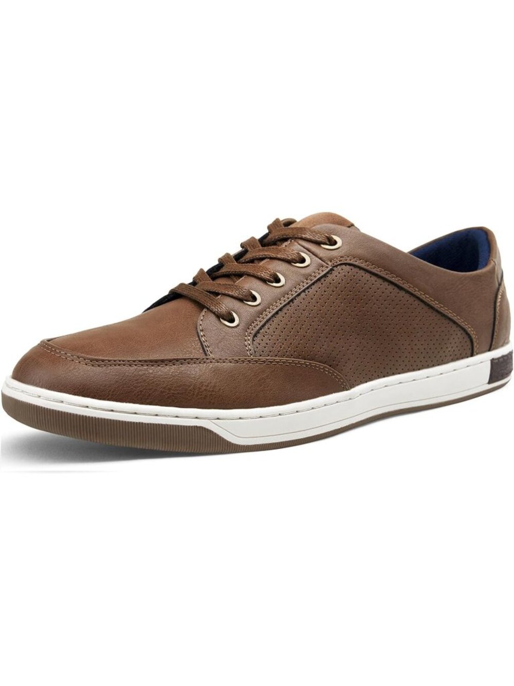 Men's Dark Brown Coated Leather Comfortable Business Sneakers Casual Shoes